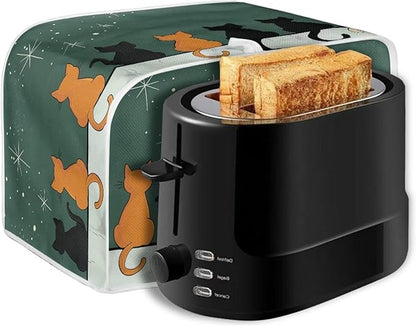 Cat Printed Bread Maker Cover, 2 Slice Kitchen Small Appliance, Toaster Cover Dust and Fingerprint Protection, Washable Oven Bakeware Protector