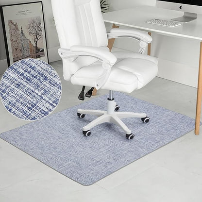 Chair Mat for Hardwood & Tile Floor, 47" x 52" Heavy Duty Office Chair Mat for Rolling Chairs, Anti Slip, Non-Curve, Floor Protector for Home Office, Blue White