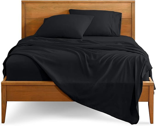 Bare Home Full Sheet Set - Luxury 1800 Ultra-Soft Microfiber Full Bed Sheets - Double Brushed - Deep Pockets - Easy Fit - 4 Piece Set - Bedding Sheets & Pillowcases (Full, Black)