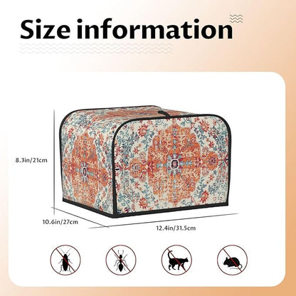 Ethnic Boho 4 Slice Toaster Cover, Waterproof Toaster Dust Cover Bread Maker Protective For Small Kitchen Appliance Dining Room Table Home Decor Gifts