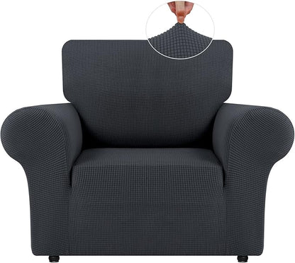 LURKA Stretch Chair Sofa Slipcovers 1 Piece Couch Covers for Sofa Furniture Protector Full Sofa Covers with Elastic Bottom for Kids and Dog (Small, Dark Grey)