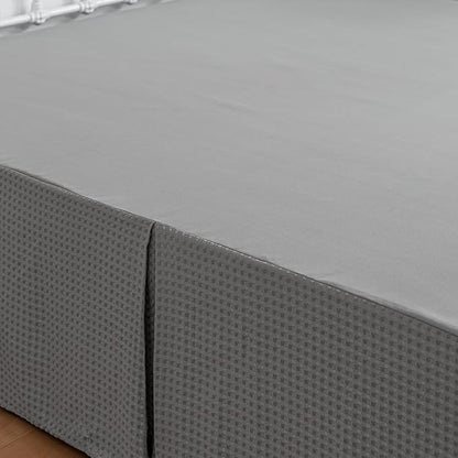 Twin Bed Skirt - Twin Size Bed Skirt 16 Inch Drop with Split Corners, Pleated Waffle Weave Bed Skirt, Tailored Dust Easy Fit, Machine Washable (Grey, Twin - 16" Drop)