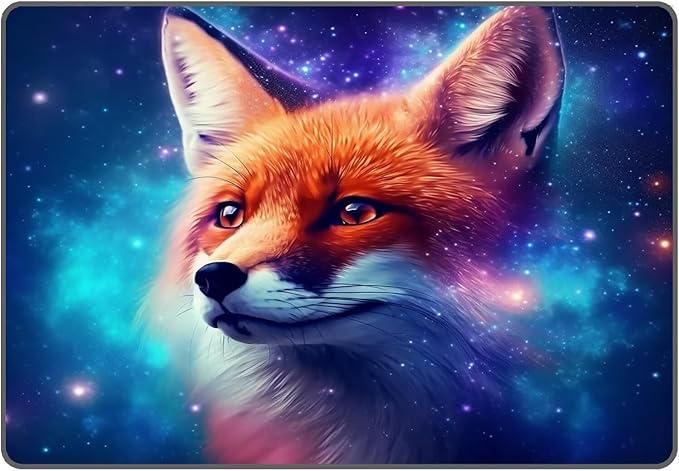 6' x 9' Galaxy Fox Rug Large 3D Cute Foxes Space Area Rugs for Bedroom Living Room Playroom Boys Kids Cartoon Colorful Carpet Glitter Stars Throw Rugs Floor Mat,180 X 275cm