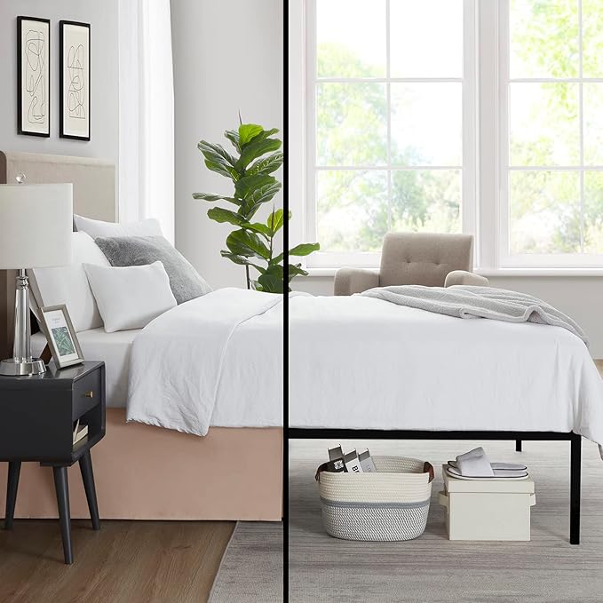 Nestl Taupe Full XL Bed Skirt - Full XL Size Bed Skirt 14 Inch Drop - Brushed Microfiber Bed Skirts - Hotel Quality Pleated Bed Skirt - Shrinkage & Fade Resistant