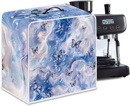 Marble Texture Butterfly Pattern Coffee Maker Covers With Top Handle Folding Coffee Machine Dust Covers For Blender Mixer Juice Machine Keep Office Home Kitchen Clean