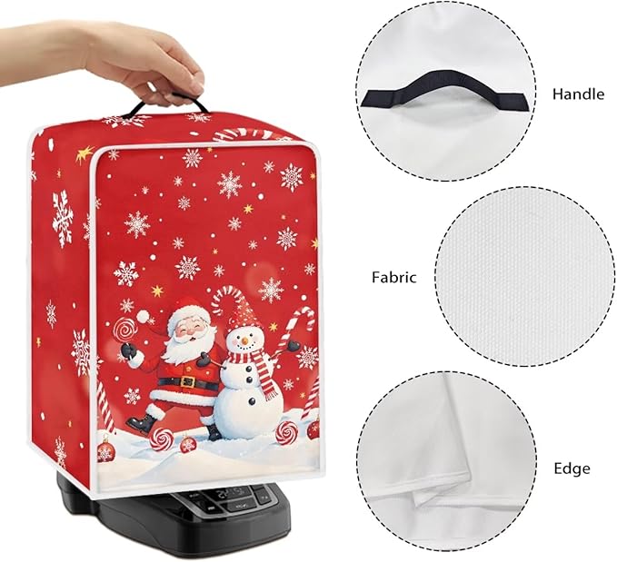 Cute Christmas Coffee Maker Cover with Handle, Santa Claus Snowman Foldable Coffee Machine Dust Cover Washable Kitchen Decor