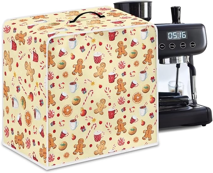 Christmas Coffee Maker Cover Dust Resistant Small Kitchen Appliance Protector with Handle