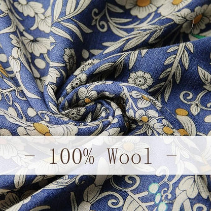 DANA XU 100% Merino Wool Pashmina Shawl for Women 96"x43", Oversized Cashmere Wrap with Tassels, Floral Travel Blanket Cape