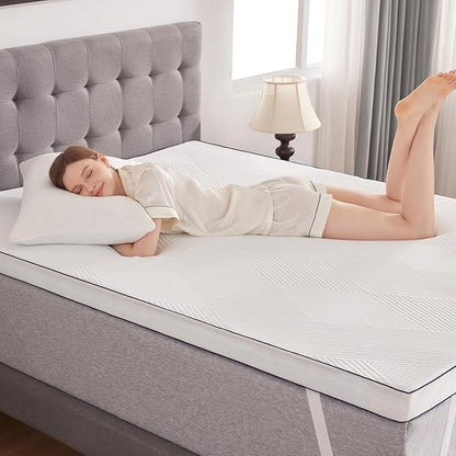 3 Inch Memory Foam Mattress Topper King with Removable Soft Cover Ventilated Breathable Cooling Mattress Pad Portable Bed Topper for Back Pain and Pressure Relief, CertiPUR-US Certified