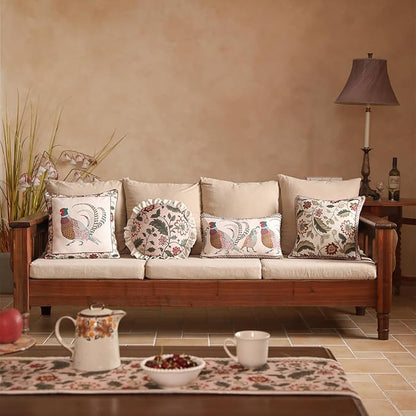 ISAENNE Design Square Pink Floral Linen Throw Pillow Covers 18"x18" Pack of 2, Vintage Country Flowers Pattern Cushion Covers Decor Pillowcases for Bed,Living Room,Outdoor,Car