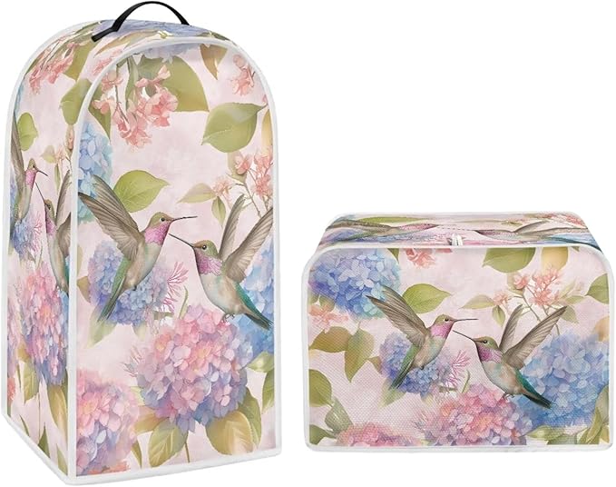 Hummingbird Kitchen Blender Cover Toaster Cover 4 Slice Washable Kitchen Accessories Flower Pattern Small Appliance Protector Dustproof Covers