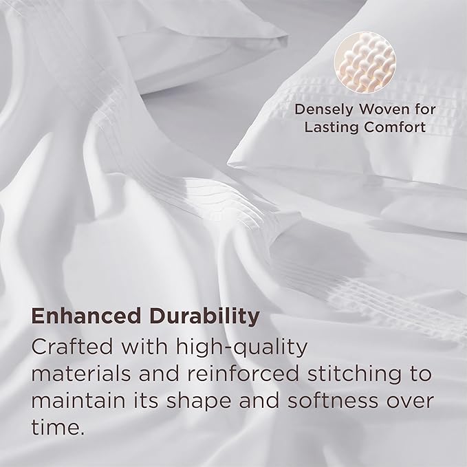 Bedsure Deep Pocket Twin Sheets Set - Fits Mattresses Up to 21 Inches Thick -3 Piece GentleSoft Bed Sheets, Moisture Wicking, Soft & Cooling Bedsheet & Pillowcases, Easy & Secure Fit, White