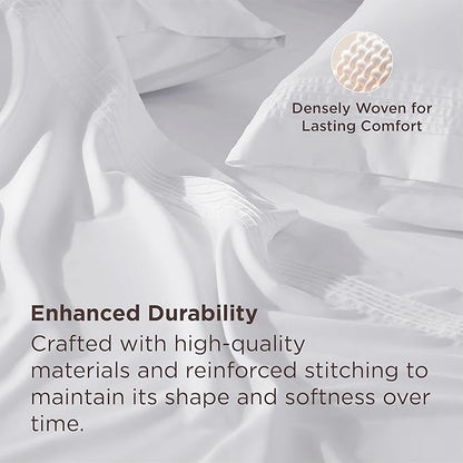 Bedsure Deep Pocket Full Size Bed Sheets Set - Fits Mattresses Up to 21 Inches Thick - 4 Piece GentleSoft Bed Sheets, Moisture Wicking, Soft & Cooling Bedsheet & Pillowcases, Easy & Secure Fit, White