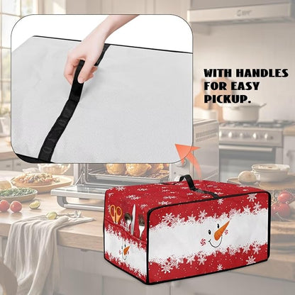 Christmas Countertop Convection Oven Cover Dust Protection Air Fryer Toaster Oven Covers for Home Kitchen Decorations 18.5 x 22.5 x 13 Inches, L, Snowman Face Snowflake Red White