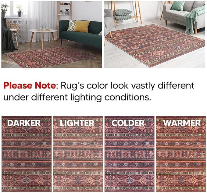 Keen Home Design 2x12 Rug - Machine Washable Runner Rug with Non-Slip Backing, Ideal for Hallway, Entryway, Kitchen, Laundry Room - Vintage, Easy Clean, Durable, Low Pile - (2'6" x 12')