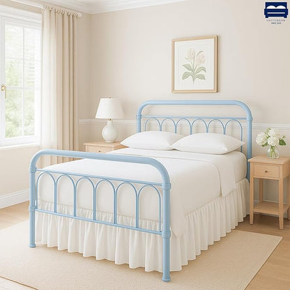 Cottingon Bed Skirt King 12" Drop with Split Corners, 100% Microfiber Soft and Stylish, Dust Ruffle with Platform, White