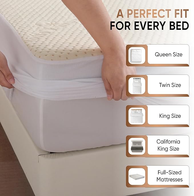 Luxury Waterproof Organic Mattress Protector Full - Organic Cotton Breathable Mattress Pad Cover - Premium 380 GSM Comfort - Deep Pocket - Jersey Cotton Skirt - Fitted Design