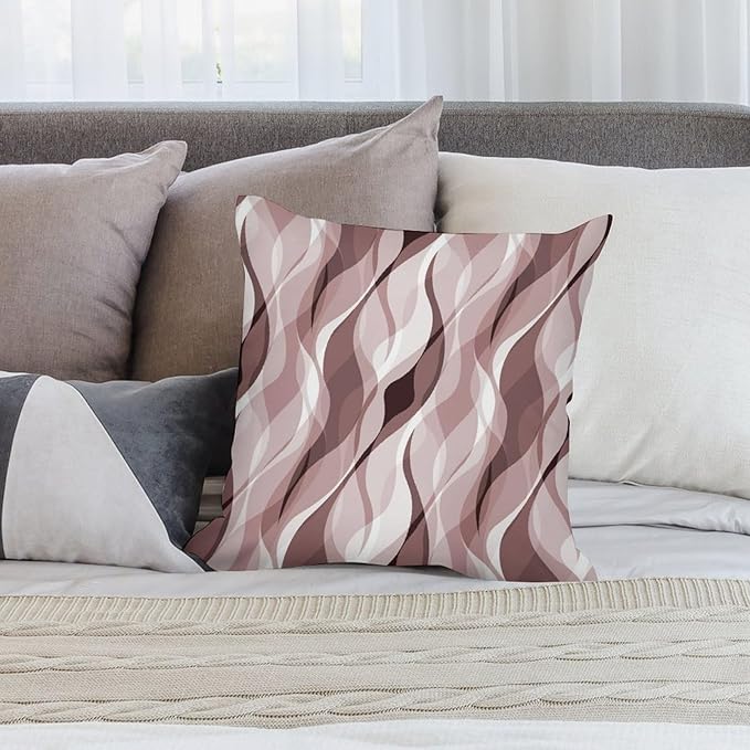 Pink Throw Pillow Covers Modern Abstract Pink and Grey Striped Decorations for Bedroom Living Room Farmhouse Sofa Pillows Bed Couch 18x18 Inch