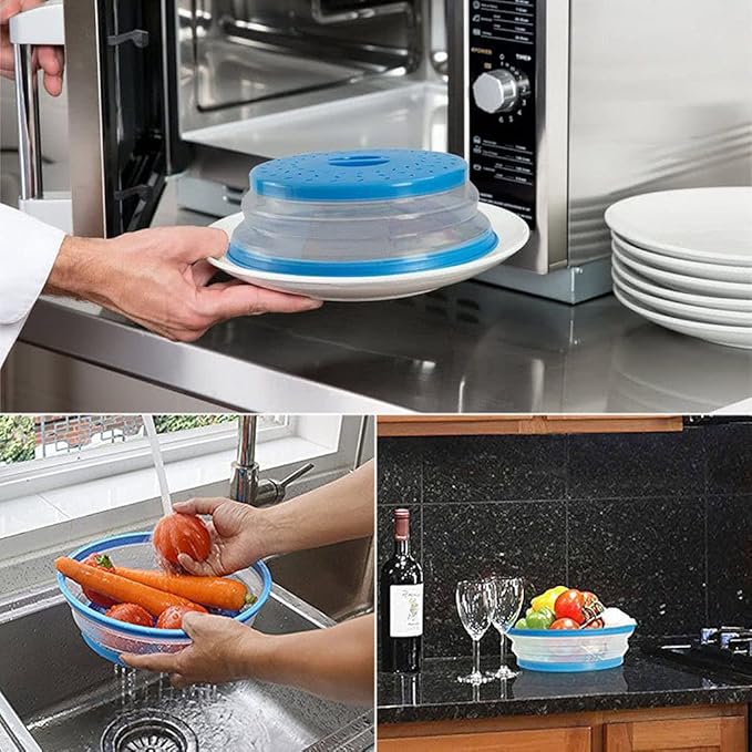Collapsible Microwave Splatter Cover, 10.5 Inch, Dishwasher-safe, Microwave Plate Cover With Steam Vent，BPA-Free Silicone & Plastic(gray)