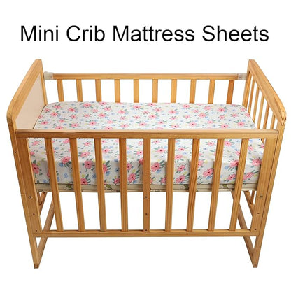 Onacosht Pack n Play Playard Fitted Sheets 2 Pack Set for Baby Girl Soft Stretchy Jersey Knit Portable Mini Crib Mattress Cover, Pink Floral