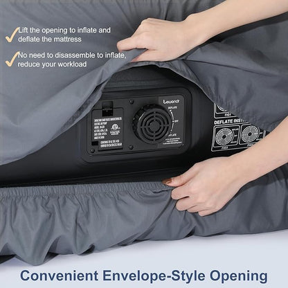 Lewondr Extra Deep Pocket Queen Sheet for Air Mattress, Queen Sheets Deep Pocket Bed Sheet with All-Round Rubber Band, Sanded Fabric Mattress Sheet and Enveloped Opening, Fit with 13-21 in, Bed Sheet