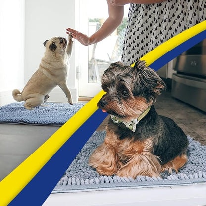 Muddy Mat® AS-SEEN-ON-TV Highly Absorbent Microfiber Door Mat and Pet Rug, Non Slip Thick Washable Area and Bath Mat Soft Chenille for Kitchen Bathroom Bedroom Indoor and Outdoor - Baby Blue 24"X60"