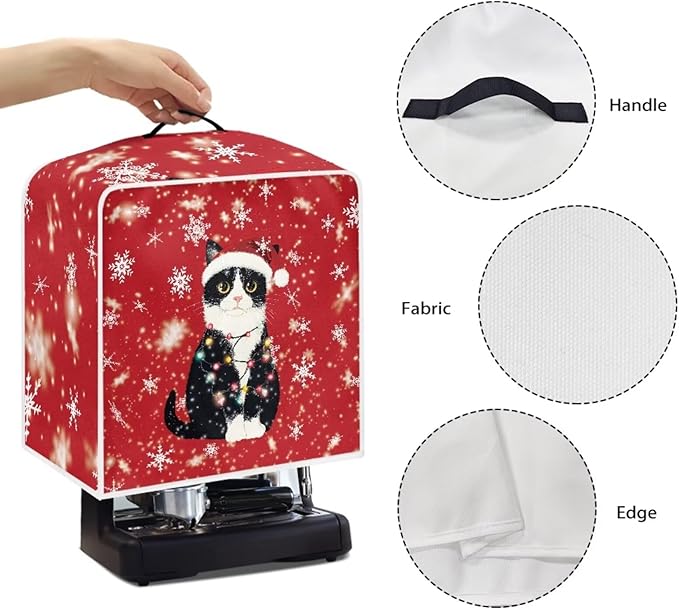 Coffee Maker Cover - Christmas Cat Dust Protector - Small Mixer Machine Covers - Washable Foldable