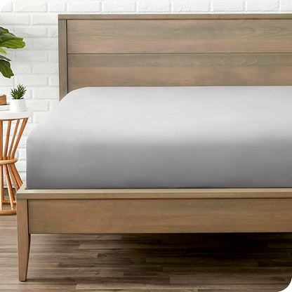Bare Home Fitted Bottom Sheet Split Head Flex King Size - Premium 1800 Microfiber - Ultra-Soft Hotel Luxury - Deep Pocket - Durable - Long Lasting (Split Head Flex King, Light Grey)