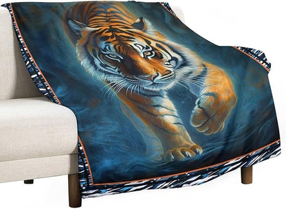 Tiger Blanket Tiger Throw Blankets for Couch Sofa Decor Soft Cozy Fleece Flannel Gifts for Men Women Adults Lover 60"x80"