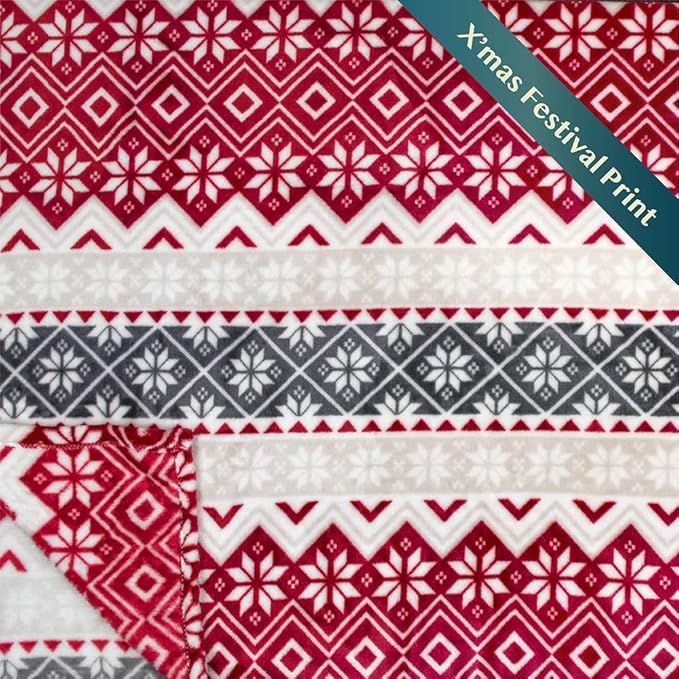 PAVILIA Christmas Throw Blanket | Holiday Christmas Red Fleece Blanket | Soft, Plush, Warm Winter Cabin Throw, 60x80 (Red Snowflakes)