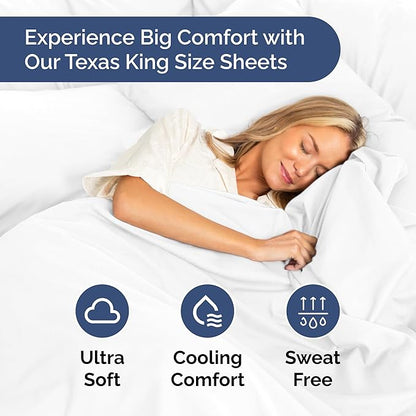 Texas King Sheets – 4 PC Luxury Texas King Bed Sheets 98x80 - Ultra-Soft Mattress Sheets – Flat & Fitted Sheet with 14” to 16” Deep Pocket - OEKO-TEX Premium-Quality Sheet and Pillowcase Set