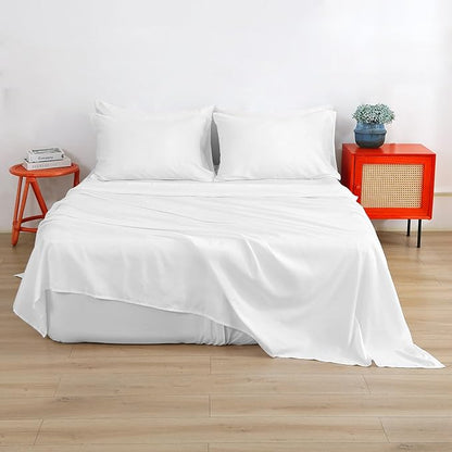 Air Mattress Sheet Set Queen Size,6 Piece Deep Pocket Bed Sheet Set for 16-24 Inch Air Bed,Easy Inflate Access,Perfect for Guest Room, RV, Camping,White