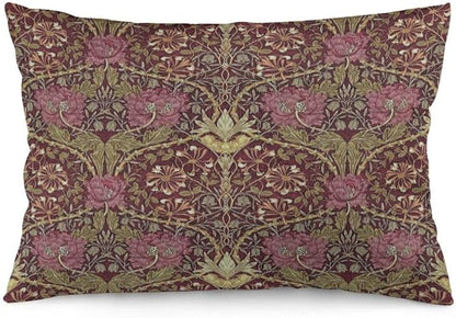 Honeysuckle Floral William Morris Throw Pillow Covers 12x20 Inch Aesthetic Pillow Velvet Decorative Pillowcase Home Decor Living Room Cushion Case for Bed Sofa Couch