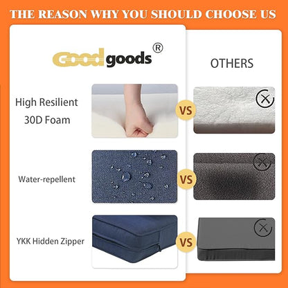 Goodgoods Outdoor Deep Seat Cushions Set 24x28 inch Outdoor Deep Seat Cushions Set:Resilient Foam Filling,All Weather Resistant Patio Cushions Patio Furniture,Midnight 2 Sets