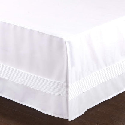 Valea Home Bed Skirt with Stitch on White Dust Ruffle with Split Corners, Durable Elegant Luxury Bedskirt King 14-inch Tailored Drop