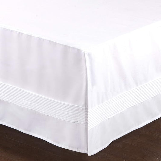 Valea Home Bed Skirt with Stitch on White Dust Ruffle with Split Corners, Durable Elegant Luxury Bedskirt King 14-inch Tailored Drop