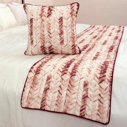 The HomeCentric King/Queen/Twin Maroon & Ivory Decorative King 90"x18" Bed Runner Without Pillow Cover, Tie & Dye, Beaded & Quilted Bed Scarf on Cotton Fabric - Tie Dye Love