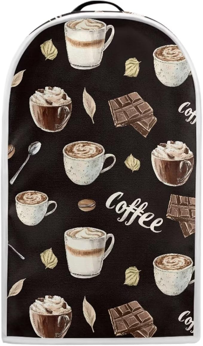 Coffee Chocolate Print Blender Dust Cover, Stand Mixer or Coffee Maker Appliance Cover, Anti Fingerprint Polyester Dust Proof Stain Resistant Blender Cover for Home Kitchen