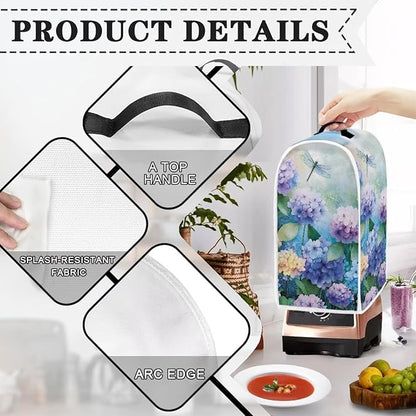 Talayituse Dragonfly Hydrangea Print Blender Dust Cover, Fingerprint Protection Cover for Stand Mixer or Coffee Machine, Home Kitchen Appliance Covers for Stain Dust Resistant Supplies
