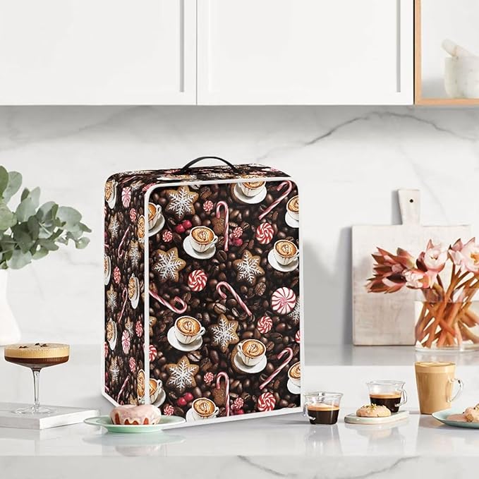 Coffee Maker Cover Christmas Coffee Machine Dust Cover Washable Folding Xmas Kitchen Decoration