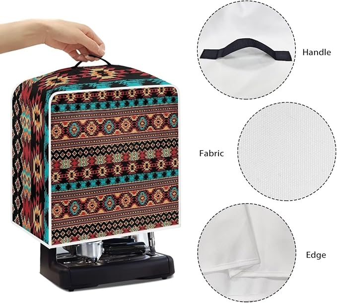 Aztec Style Coffee Maker Cover For Kitchen With Top Handle Waterproof Dust Appliance Cover Suitable For Most Coffee Machine Models Tribe Pattern