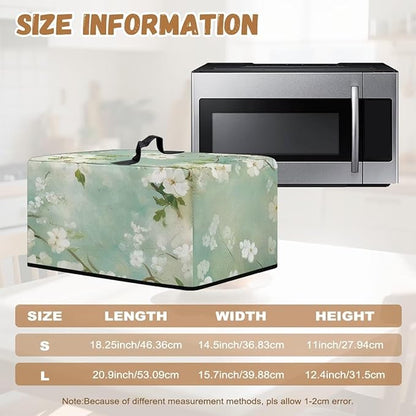 Microwave Oven Cover, Flower Heat-Resistant Waterproof Toaster Oven Dust Cover Universal for Most Microwaves Ovens Greaseproof Anti-Scratch Microwave Dust Covers