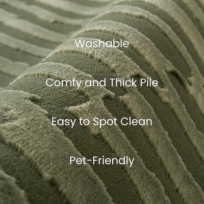 Revival Rugs Soloba 6'7"x9' Washable Area Rug for Living Room Bedroom - 100% Recycled Oeko-TEX Certified, Medium Pile, Green