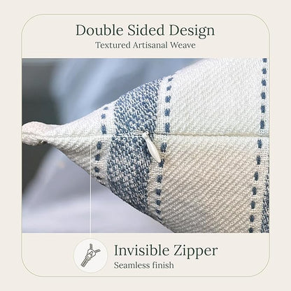 SanVia Scandi Nest Premium Cotton Throw Pillow Covers, 20 x 20 Inches, Luxurious Handwoven Couch Pillow Covers with Hidden Zipper, Elegant Home Décor, Insert Not Included