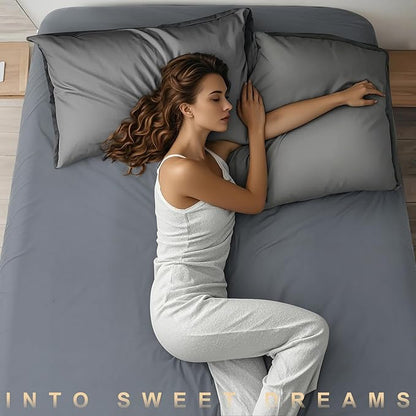 Lewondr Extra Deep Pocket Queen Sheet for Air Mattress, Queen Sheets Deep Pocket Bed Sheet with All-Round Rubber Band, Sanded Fabric Mattress Sheet and Enveloped Opening, Fit with 13-21 in, Bed Sheet