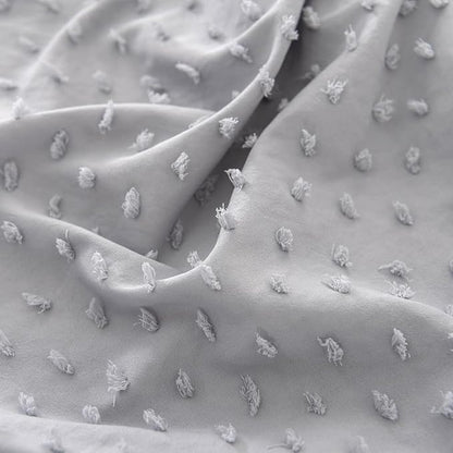 Tufted Dot Bed Skirt Full Size Ruffled Bed Skirt with Split Corners, 14 Inch Drop Dust Ruffle Bed Skirts with Platform, Light Grey