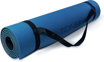 TONE Fitness Yoga Mat 1/4" Thick Non Slip Exercise & Pilates Mat for Home Workouts with Carrying Strap | Multiple Options