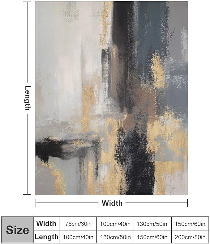 Fashion Gradient Blanket, Modern Abstract Baroque Glod Grey Painting Strokes Pattern Soft Warm Cozy Plush Flannel Covers for Livingroom Bedroom Couch Chair Camping Travel Home Decor Tapestry 30x40in