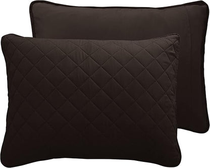 Easy-Going King Size Reversible Quilt Set with 1 Quilt and 2 Pillow Shams, Soft Bed Quilt Cover, Water Resistant Lightweight Microfiber Bedspread, Stain Resistant, Chocolate/Beige