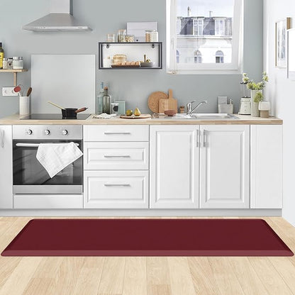 KitchenClouds Kitchen Mat Cushioned Anti Fatigue Kitchen Rug 17.3"x60" Waterproof Non Slip Kitchen Rugs and Mats Standing Desk Mat Comfort Floor Mats for Kitchen House Sink Office (Red)